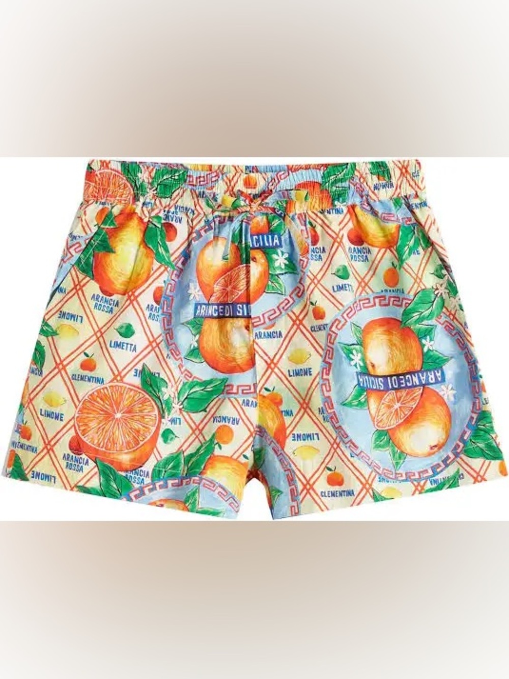 Damson Madder Orange Lemon Pull On Shorts Arance Sicilia Size 6 SM NWT